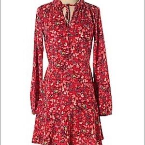 Long-sleeve red LOFT summery floral dress